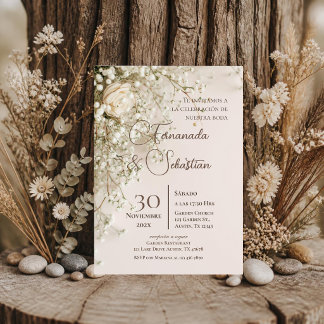 Boho-Blumen-Hochzeit auf Spanisch Einladung
