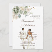 Boho-Blumen-Hochzeit auf Spanisch Einladung (Vorderseite)