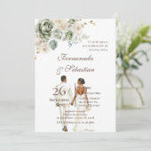 Boho-Blumen-Hochzeit auf Spanisch Einladung (Stehend Vorderseite)
