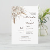Boho-Blumen-Hochzeit auf Spanisch Einladung (Stehend Vorderseite)