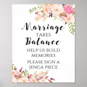 Boho-Blumen-Hochzeit braucht Balance-Schild Poster