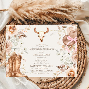 Boho-Blumen-Hochzeit im Western-Stil Einladung