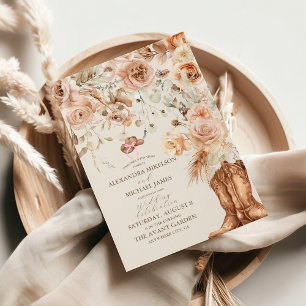 Boho-Blumen-Hochzeit im Western-Stil Einladung