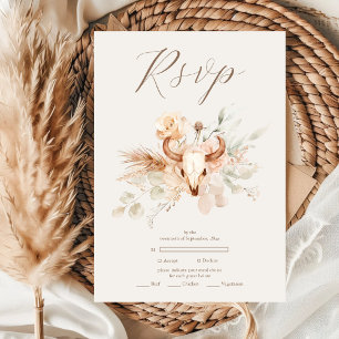 Boho-Blumen-Hochzeit im westlichen Stil RSVP Karte