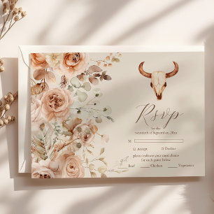 Boho-Blumen-Hochzeit im westlichen Stil RSVP Karte