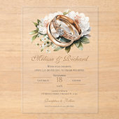 Boho-Blumen-Hochzeit mit Ring Acryleinladungen (Vorderseite)