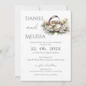 Boho-Blumen-Hochzeit mit Ring  Einladung (Vorderseite)