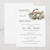 Boho-Blumen-Hochzeit mit Ring  Einladung (Vorne/Hinten)