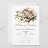 Boho-Blumen-Hochzeit mit Ring Einladung (Vorderseite)