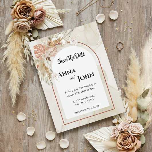 Boho Blumen Hochzeit Save the Date