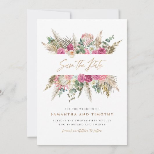Boho-Blumen-Hochzeit-Save-The-Date Save The Date (Vorderseite)