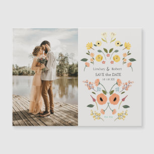 Boho-Blumen-Hochzeit - Termin vormerken Magnetkarte