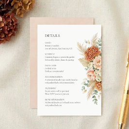 Boho-Blumen-Hochzeits-Details-Einschlusskarte Begleitkarte