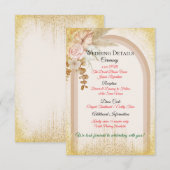 Boho-Blumen-Hochzeits-Details Karte mit goldenen F (Vorne/Hinten)