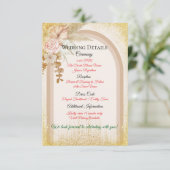 Boho-Blumen-Hochzeits-Details Karte mit goldenen F (Stehend Vorderseite)