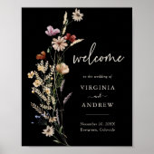 Boho-Blumen-Hochzeitsbegrüßung Poster (Vorne)