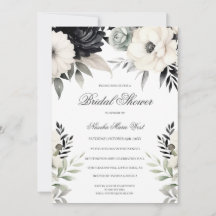Boho-Blumen Hochzeitsdusche in Schwarz und Creme