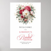 Boho-Blumen-Hochzeitsdusche-Willkommensschild Poster (Vorne)