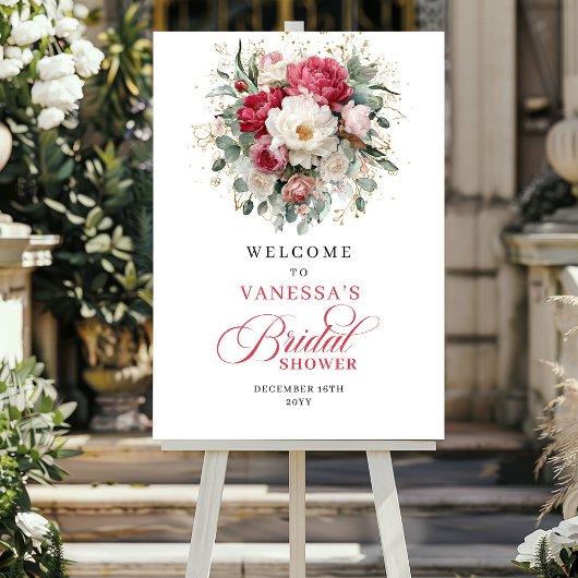 Boho-Blumen-Hochzeitsdusche-Willkommensschild Poster