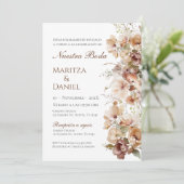 Boho-Blumen-Hochzeitseinladung auf Spanisch Einladung (Stehend Vorderseite)