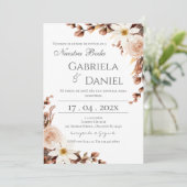 Boho-Blumen-Hochzeitseinladung auf Spanisch Einladung (Stehend Vorderseite)