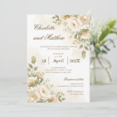 Boho-Blumen-Hochzeitseinladung Einladung (Stehend Vorderseite)