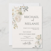 Boho-Blumen-Hochzeitseinladung Einladung (Vorderseite)