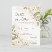 Boho-Blumen-Hochzeitseinladung Einladung (Stehend Vorderseite)
