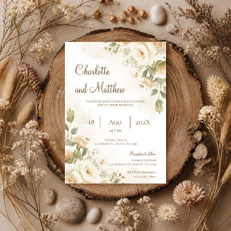 Boho-Blumen-Hochzeitseinladung Einladung