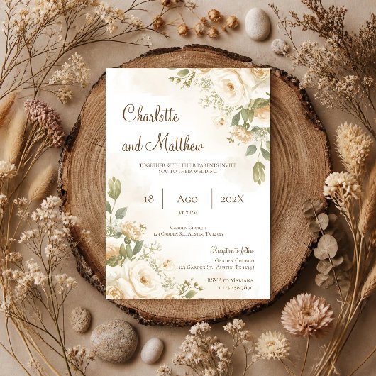 Boho-Blumen-Hochzeitseinladung Einladung