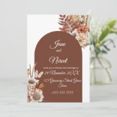 Boho-Blumen-Hochzeitseinladung im Pampas-Stil (Stehend Vorderseite)