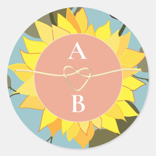 Boho-Blumen-Hochzeitsmonogramm Runder Aufkleber (Vorderseite)