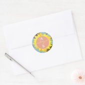 Boho-Blumen-Hochzeitsmonogramm Runder Aufkleber (Umschlag)