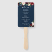 Boho-Blumen-Hochzeitsprogramm-Fan-Hand Burgund Fächer (Rückseite)