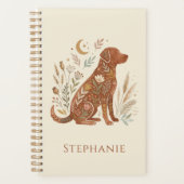 Boho Blumen Hund Silhouette Erdig Botanisch Planer (Vorderseite)