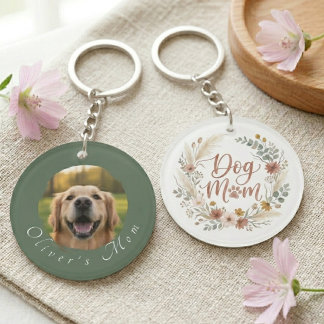 Boho-Blumen-Hunde-Mama-Fotorahmen Schlüsselanhänger