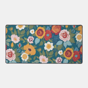 Boho-Blumen in Retro-Farben Schreibtischunterlage