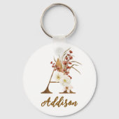 Boho-Blumen-Initial A-Monogramm-Hochzeitsgeschenk Schlüsselanhänger (Vorderseite)
