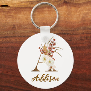 Boho-Blumen-Initial A-Monogramm-Hochzeitsgeschenk Schlüsselanhänger