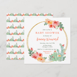 Boho-Blumen-Kaktus-Baby-Party Einladung