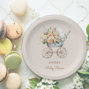 Boho-Blumen-Kinderwagen-Baby-Party Pappteller