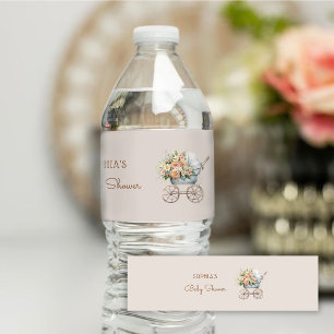 Boho-Blumen-Kinderwagen-Baby-Party Wasserflaschenetikett