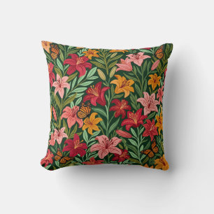 Boho-Blumen-Kissen mit Lilie und Schmetterling Kissen
