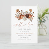 Boho-Blumen-Kürbis-Herbsthochzeit Save The Date (Stehend Vorderseite)