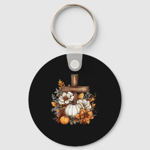 Boho-Blumen-Kürbis-Kreuz-Herbst-Jesus-Christlich-T Schlüsselanhänger