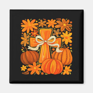 Boho-Blumen-Kürbis-Kreuz-Herbst-Jesus-Christlicher Magnet