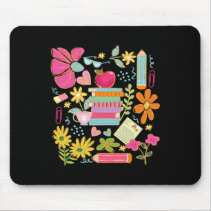 Boho-Blumen-Lehrer-Buch-Apple Pencil Lustiger Rück Mousepad
