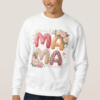 Boho-Blumen- Leoparden-Druck-Mama-Grafikdesign Sweatshirt