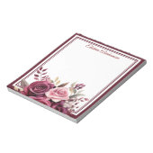 Boho Blumen Lila Rosen Notizblock (Rotiert)