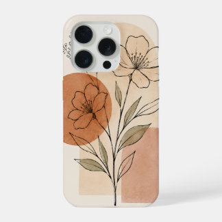 Boho-Blumen-Linienkunst-Handyhülle iPhone 15 Pro Hülle